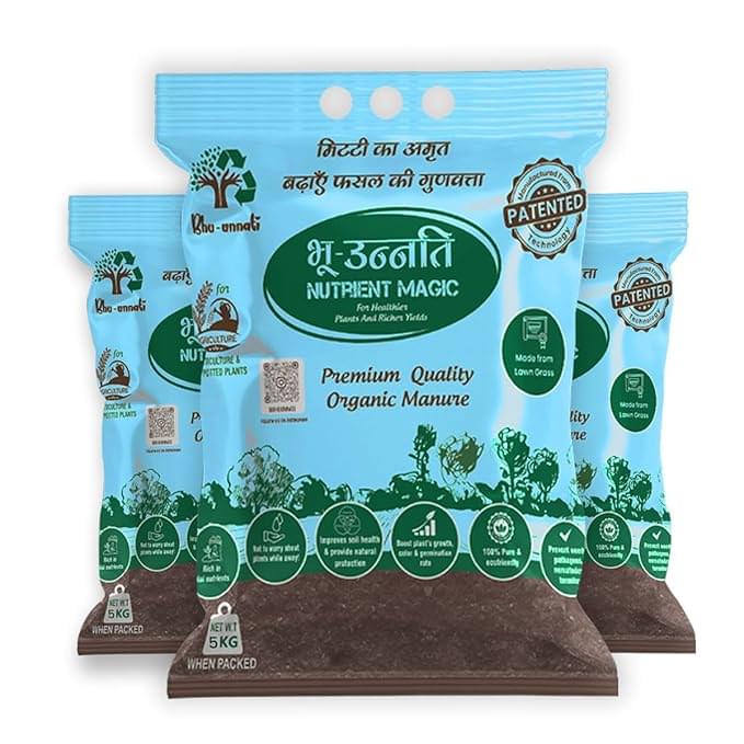 BhuUnnati Nutrient Magic | Bulk Pack Organic Manure | Soil Health Improver & Crop Yield Booster | 15 Kg Combo (3 x 5 Kg)