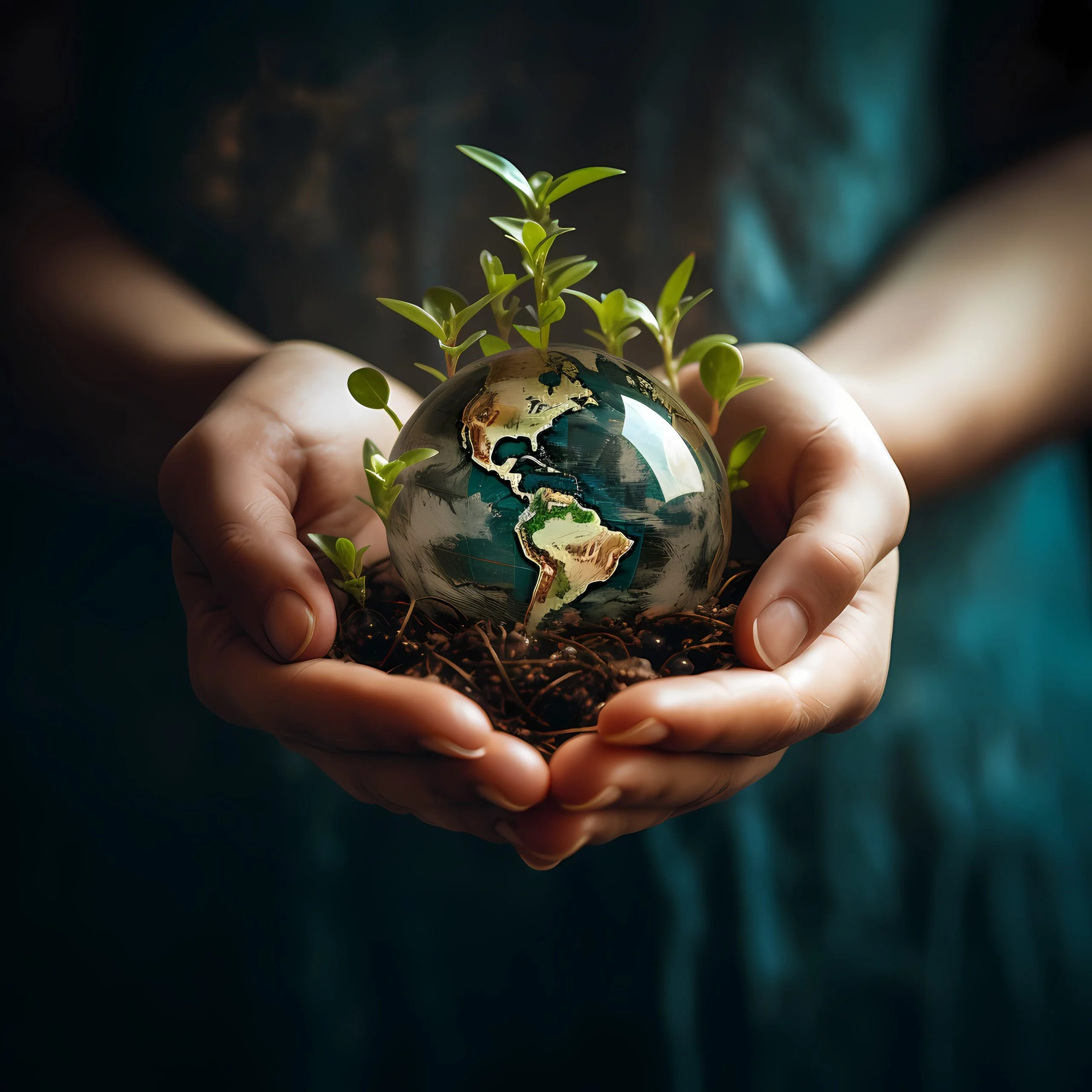 Environment Earth Day In the hands holding green earth on Bokeh green Background, Saving environment, and environmentally sustainable. Save Earth. Concept of the Environment World Earth Day